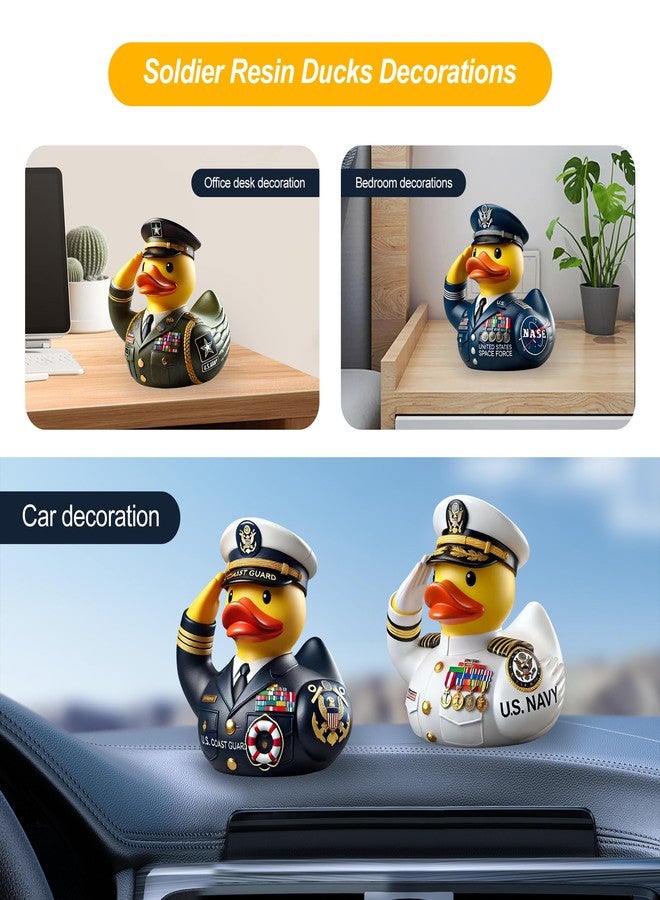 YOUNEEDFUL 2025 New Duck Captain Resin Ornament, Veteran Tribute Duck ，Military Resin Duckies Decorations for Veterans Day (Green) - Image 4